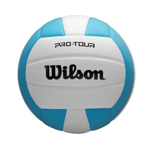 Wilson Pallone da Pallavolo Pro Tour, Con Camera D'Aria Con Blocco A Pressione, Rivestimento Sintetico di Alta Qualità, Adatto Al Gioco Al Coperto, Dimensioni Ufficiali, Colore: Azzurro/Bianco