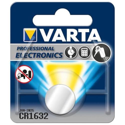 VARTA CR 1632, 6632101401, Batteria Litio a Bottone, Piatta, Specialistica, 3 Volts, Diametro 16mm, Altezza 3,2mm, confezione 1 pila
