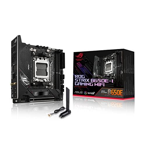 ASUS ROG STRIX B650E-I GAMING WIFI Scheda Madre Gaming Mini-ITX, AM5, Ryzen 9000/8000/7000, AMD B650, DDR5, PCI 5.0, WiFi 6E (802.11ax), 2.5Gb Lan, 2xM.2, 2xSATA 6GB/s, Aura Sync RGB