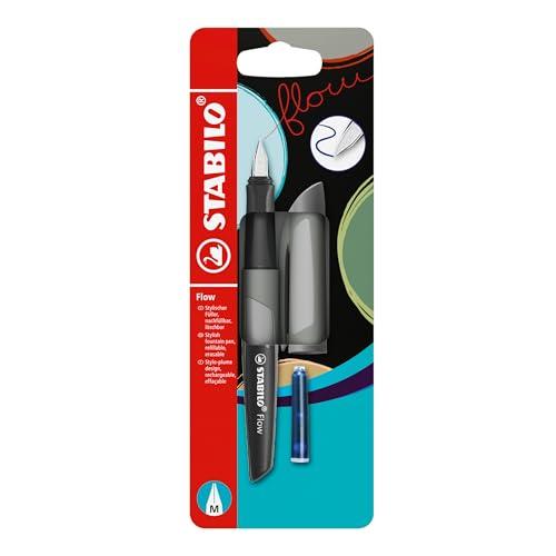 STABILO Flow MONOCHROME - Penna Stilografica - in Ardesia - Pack da 1 - Cartuccia inclusa