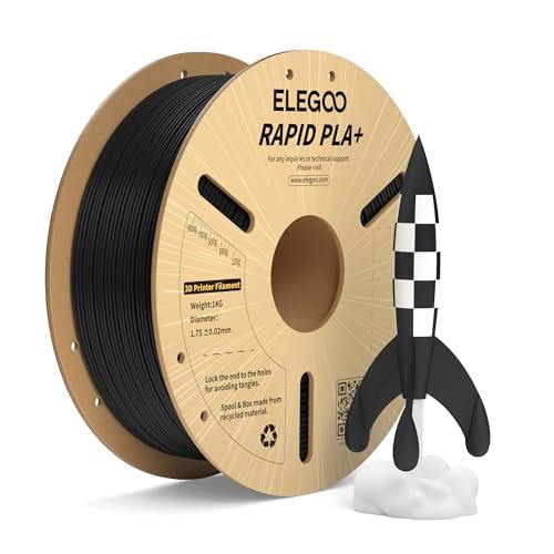 ELEGOO Rapido Filamento PLA+ 1.75mm Nero 1KG, Alta Velocità 30-600 mm/s, Filamento PLA Plus per Stampante 3D, Precisione Dimensionale +/- 0.02mm, Filamento per La Maggior Parte delle Stampanti 3D