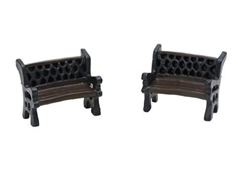 Toyland® - Mini decorazione natalizia da collezione, motivo villaggio, set di 2 panchine 4 x 3 cm