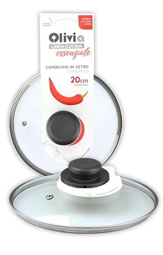 IPEA Coperchio per Padella o Pentola in Vetro Temperato - 16/18 / 20/22 / 24/26 / 28/30 cm - Trasparente Rotondo Universale con Pomello per Padelle Cucina e Pentole - Lavabile Lavastoviglie