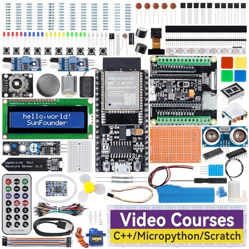 SunFounder ESP32 Ultimate Starter Kit con scheda di espansione ESP32 Camera, Smart IoT e progetti avanzati, Python C Scratch per principianti e ingegneri (scheda di sviluppo ESP32 e batteria incluse)