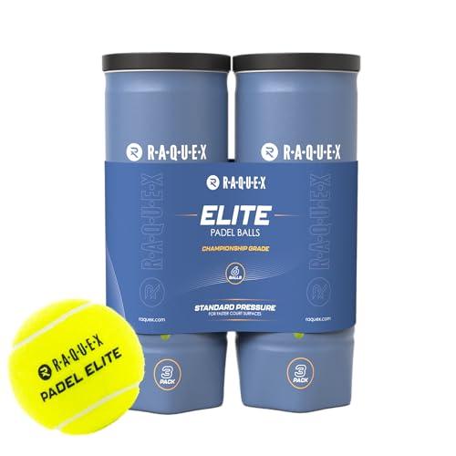 Raquex Palline da padel Elite - 6 Palline - 2 opzioni di velocità, palline da padel Elite, Standard Speed. Elite: Pace Padel Pro per un gioco più veloce