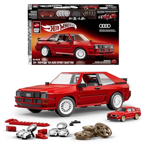 ​​Mattel Brick Shop Hot Wheels - Audi R8 Sport quattro '84 Serie Elite, set da costruire con 864 pezzi, dettagli realistici e adesivi per personalizzare l'auto, JLK39