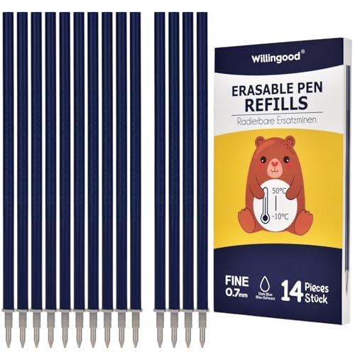 14 mine di ricambio cancellabili blu scuro - compatibili con Legami - punta della penna 0,7 mm, facili da cancellare, per la scuola e la vita di tutti i giorni, altezza 13 cm