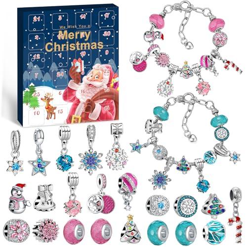 WEVOL Calendario Avvento 2025 Bambina Natale Ragazze Calendario dell Avvento Kinder Fai da Te Gioielli Artigianato Regali Braccialetti con Ciondoli Regalo di Natale Ragazze 5 6 7 8 9 10 11 12 13 Anni