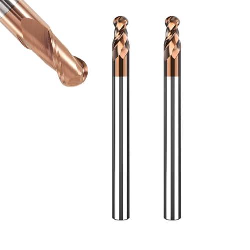 ASNOMY 2 frese a raggio VHM – Ø 4 mm, rivestimento AlTiN HRC 55, punte a sfera in metallo duro, fresa CNC a 2 denti, per metallo