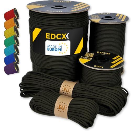 EdcX Paracord 4mm, 35+ Colori Solidi (10m, 15m, 30m, 50m, 100m, 300m) | Ideale per campeggio, sopravvivenza, attività all'aperto | Corda 100% nylon 4 mm| Corda Tattica 550 Tipo III (Army Green, 100 m)