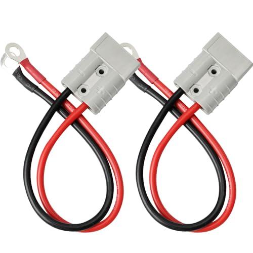 Editbar Anderson, 2 connettori per batteria da 50 A, 600 V, con cavo di collegamento per batteria ad anello da 10 AWG, spina di ricarica da 30 cm, adatto per roulotte, barche, carrelli elevatori