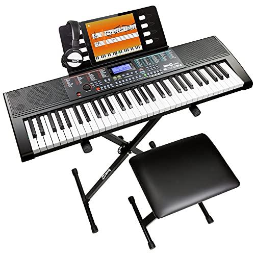 Kit pianoforte tastiera RockJam a 61 tasti con supporto, panca, cuffie e lezioni