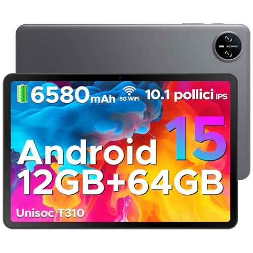 DOOGEE Tab A9 Android 15 Tablet 10 Pollici, 12(3+9) GB RAM + 64GB ROM (TF 2TB), 6580mAh, 5G+2.4G WiFi, 1280 * 800 IPS, 8MP, Tablet in Offerta Unisoc T310/ OTG/Face Unlock,Blu o Grigio,Inviato a Caso