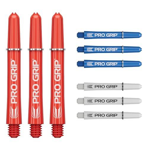 Target Darts PRO Grip Shafts - Set di 9 | 3 Colori, Blu/Bianco/Rosso | Intermedio, 41mm | steli per Freccette, Accessori per Freccette Professionali, Multipack di Alberi 2BA con Anelli