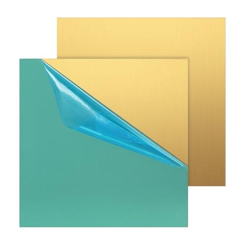 LALAGO 2pezzi 15x15cm Piastra in Ottone, 0,8mm Fogli di Ottone, Lamiera Sottile in Ottone, Piastra in Lamina di Metallo, Giallo Lastre di Ottone Nessun Graffio per il Taglio Fai da Te Craft Making