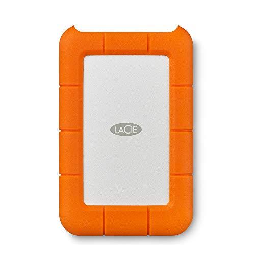 LaCie Rugged Mini, 5TB, Hard Disk Esterno, Resistente agli Urti e alle Cadute, per PC e Mac, incl. USB-C senza cavo USB-A, Arancione/Grigio, 2 anni Rescue Services (STJJ5000400)
