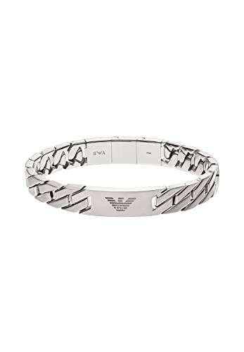 Emporio Armani Bracciale Da Uomo Heritage, 18,50 Cm +/-1,00 Cm Bracciale In Acciaio Inox Argento, EGS2435040