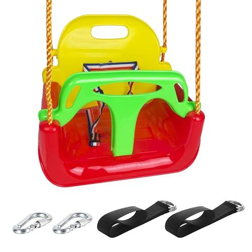 KINSPORY Altalena da Giardino 3 in 1 per Bambini, Altalena per Bambini 3 in 1, Seggiolino Altalena Bambini Sedile in Plastica con Schienale e Cintura di Sicurezza per Esterno e Interno