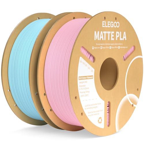 ELEGOO Filamento PLA Matte Rosa & Azzurro 2 kg, 1,75 mm, Opaco PLA Filamento per Stampante 3D, precisione di misurazione +/- 0,02 mm, adatto per maggior parte delle stampanti 3D FDM