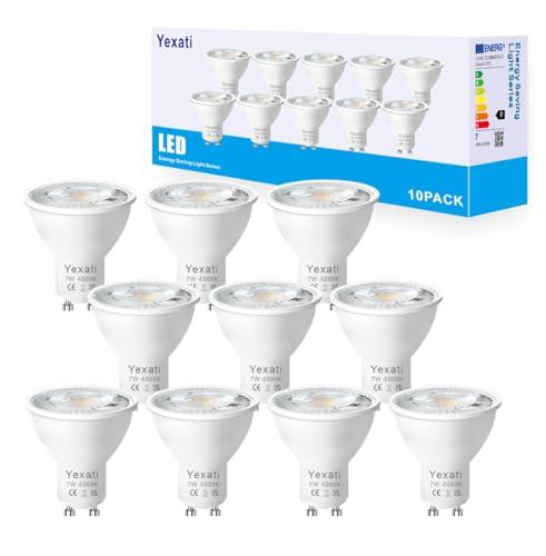 Yexati Lampadine Led Gu10,7W(Equivalente A 50W), Luce Bianco natura 4000K,550 Lumen Faretto Led,Non Dimmerabile,10 Pezzi
