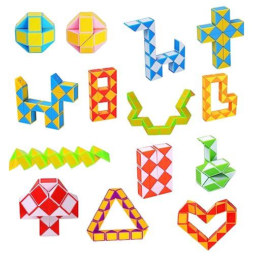 Ainiv 14Pz Mini Cubo di Serpente Giocattolo, Gadget Compleanno Bambini, 24 Blocchi Giocattolo Twist Cubo Puzzle, per Festa Compleanno Regalini Bambini Invitati Idea, Colore Casuale