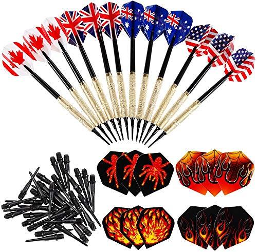 Nabance Freccette Professionali Punta Plastica, Set di 12 Freccette Morbide per bersaglio elettronico con 8 Style, 36 Punte Morbide di Freccette e 12 Alette