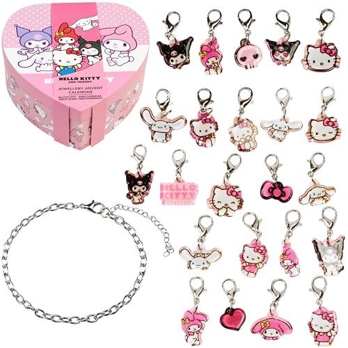 Get Trend Hello Kitty Sanrio Calendario Avvento 2025 per Ragazza, Gioielli Natale Conto Alla Rovescia Calendari Anime con Braccialetti e Charms (Rosa Hello Kitty)