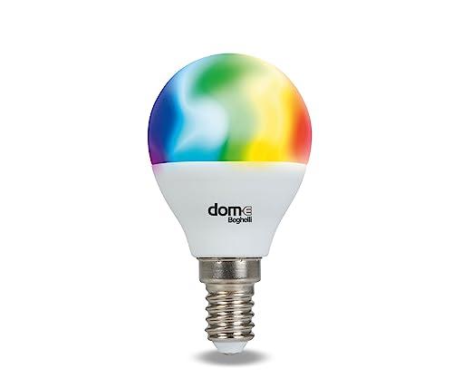 Beghelli - Lampadina LED Alexa Smart SFERA E14 5W RGB-CCT WiFi, Compatibile con App, Domotica Facile, Controllo Vocale, Regolazione Colori, Luce Calda e Fredda, Bianco, 1 Unità