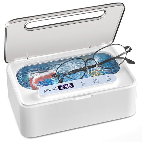 Pulitore Ultrasuoni, Phniti Pulitore Ultrasuoni Apparecchio Denti a 47KHz, Pulitore a Ultrasuoni da 330 ml Ultrasonic Cleaner, Portatile ad Pulitore Ultrasuoni Gioielli per Protesi, Occhiali, Orologi