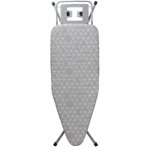 STANEW Asse da stiro, Tavolo da Stiro pieghevole, Adatto per ferri da stiro a vapore, Sistema Di Chiusura Di sicurezza, Regolabile In Altezza, Con Rivestimento In Cotone 100% (120 x 45 cm, Grigio)