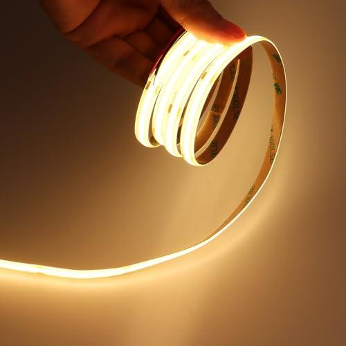 JOYLIT Striscia LED COB 24V 3000K Bianco Caldo da Interni 6 Metri 320LEDs/M 4500LM Luminosità Uniformi Luce CRI 90+ Luci Nastri Dimmerabile Flessibile Adesiva Strip LED (Solo Striscia LED)