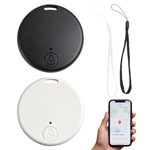 2 Pezzi Localizzatore GPS Bluetooth 5.2, Smart Tag per iOS e Android, Tracker per Moto, Oggetti, Borse, Animali, Valigie, GPS Auto Localizzatore con Allarme Acustico e App Bianco e nero