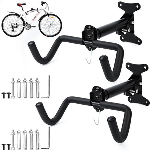 JOLIGAEA 2 pezzi Supporto da Parete per Bicicletta Pieghevole, Sostegno per Bicicletta Regolabile, Porta Biciclette da Muro Appendi Bici per MTB Bici da Strada