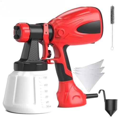Pistola per Verniciare, 650W Spruzzatore Vernice, Pistola a Spruzzo per Verniciare Contenitore da 1200ml, Pistola Vernice a Spruzzo con 4 Ugelli&3 Modalità, Spruzzatore Vernice per Muri, Mobilia, DIY