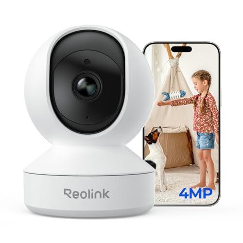 Reolink Telecamera WiFi Interno 4MP – Vista a 360°, Auto Tracking, Videocamera Sorveglianza con Rilevamento IA (Persona/Animale/Pianto), Audio Bidirezionale, Visione Notturna, Baby Monitor – E1