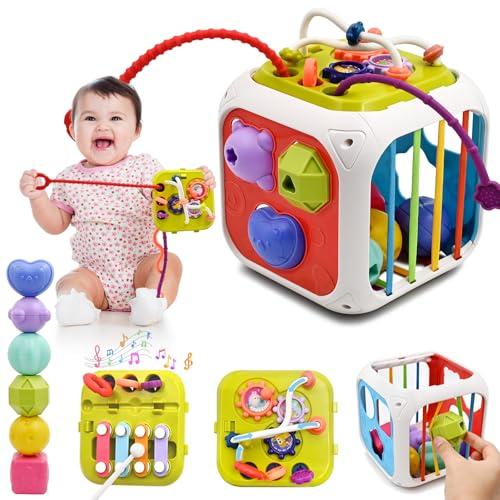 AiTuiTui Cubo attività Bambino, 6-in-1 Multifunzione Giochi Centri Educativi Prima Scatola di apprendimento Infanzia Giocattoli per Bambini Regalo di Natale Compleanno