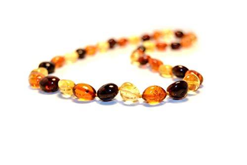 Collana Ambra Adulto, 100% Ambra del Baltico con Certificato Autenticità, 46 cm
