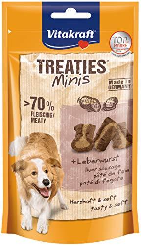 VITAKRAFT Treaties Minis, Leccornie per Cani, con Patè di Fegato, come Premio da un Pasto e L'altro, in formato convenienza, Senza L'aggiunta di Zuccheri e Cereali, 8 x 48g