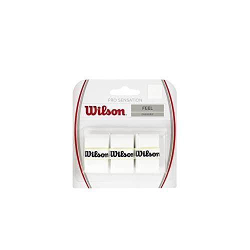 Wilson Pro Overgrip Sensation Impugnatura per Racchetta da Tennis, Unisex - Adulto, Bianco, 3 Pezzi