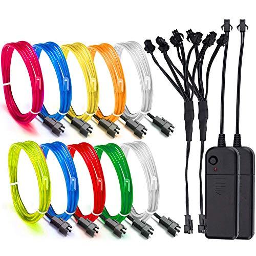 Aria el Wire neon Lights kit 2 pezzi 8 colori con contenitore di batteria per feste, Blacklight Run, Pasqua, Halloween fai da te Decorazione, 5 da 1-meter, rosso blu verde rosa bianco viola giallo Rgb