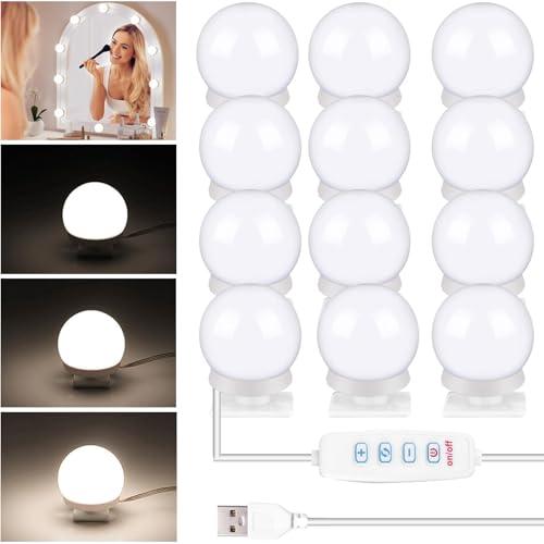 Xrten Luci Led per Specchio Dimmerabili Stile Hollywood con Interruttore - Lampada da Trucco per Toeletta