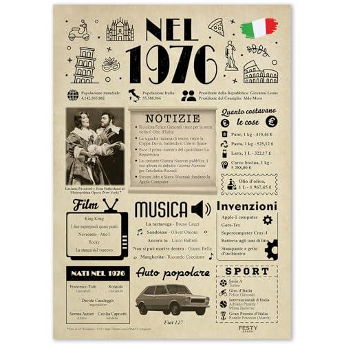 FestySpark Idee Regalo 50 Anni Compleanno Donna e Uomo - Biglietto Auguri 50 Anni Donna e Uomo - Festa Decorazioni Compleanno 50 Anniversario Matrimonio - Addobbi Compleanno 1976 - Regali 1976