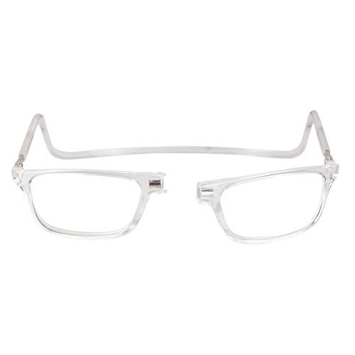NEW VISION Occhiali da Lettura Uomo e Donna Con Calamita, Calamitati da Collo, Certificazione CE, UV400, NV2904 (Trasparente, 2 Diottrie)