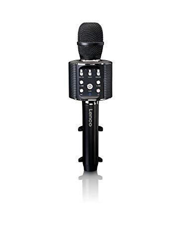 Lenco BMC-090 - Microfono per karaoke - Bluetooth V4.2 - Con supporto per smartphone - 5 Watt RMS - Effetti di illuminazione a LED - Batteria integrata da 1200 mAh - Android e iOS - nero