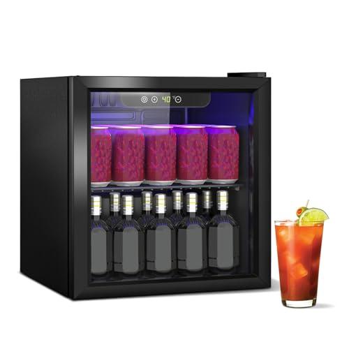 DollarDash Frigorifero per bevande, 60lattine/40l, mini frigorifero con porta in trasparente per limonata, birra, piccolo frigorifero autoportante con ripiani rimovibili regolabili e display a LED