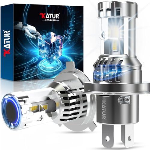 KATUR Lampadina LED H4 40000LM, 200W 800% Luminosa 6000K Bianco Brillante, Lampadine 9003 HB2 Hi/Lo LED con Doppia Ventola di Raffreddamento, Dimensioni 1:1, Plug & Play, Confezione da 2