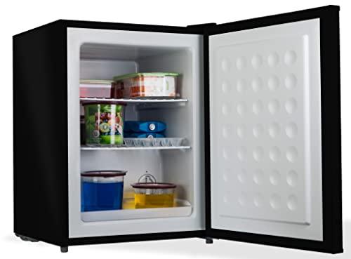 PremierTech Mini Congelatore Nero, Freezer 42 litri, 4**** Stelle, 24 Gradi, Compatto, Da Tavolo, Risparmio Energetico, Porta reversibile, PT-FR43B