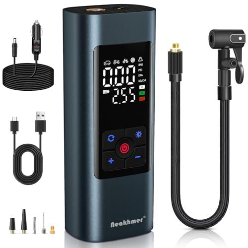 Neakhmer Mini compressore pompa ad aria: 150 PSI pompa ad aria elettrica con funzione deflate – Pompa portatile per auto, moto, bicicletta