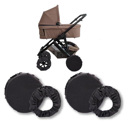 Zamboo Copriruota Passeggino - Set di 4 Coperture Esterne per Ruote Buggy - Copriruote Carrozzina Impermeabili per Auto e Casa - Nero