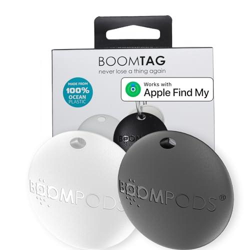 Boompods Boomtag Tracker Tag, Confezione da 2 - Localizzatore Tag Bluetooth compatibile con App Apple Find My, Impermeabile IPX5, Bluetooth Trova Oggetti per Portafogli, Bagagli, Bambini, Animali